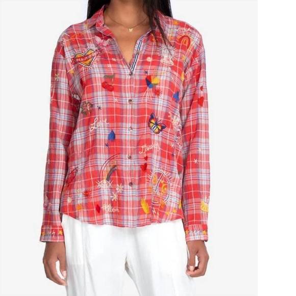 Nwt johnny was odine oversized shirt in plaid - Picture 3 of 5